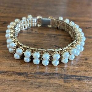 Vintage 50s Faux Pearl Double Strand Bracelet